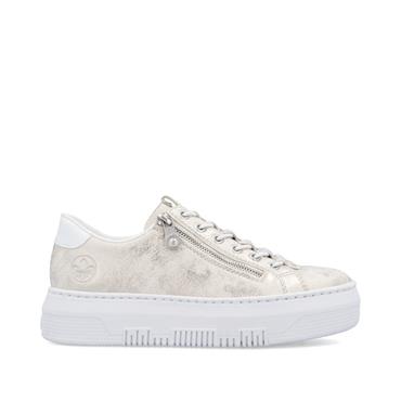 Rieker Platform Trainer With Side Zip - Beige Metallic